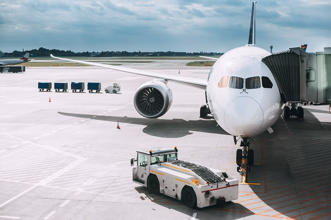 A commercial airliner used for medical transport