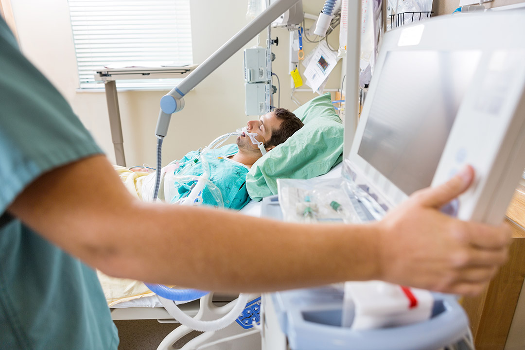A patient who's intubated at a healthcare facility