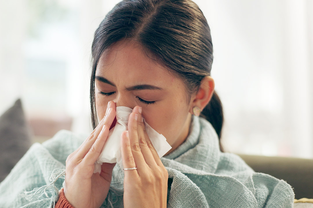 A sick women with sinus infection
