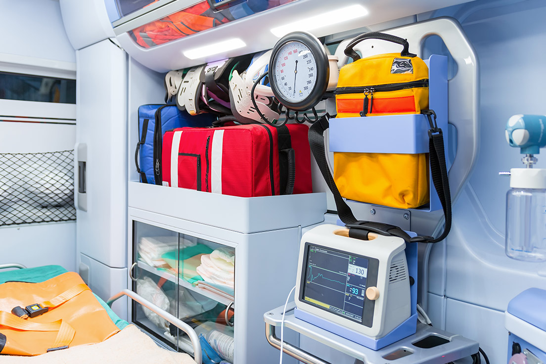 medical equipment in a air ambulance