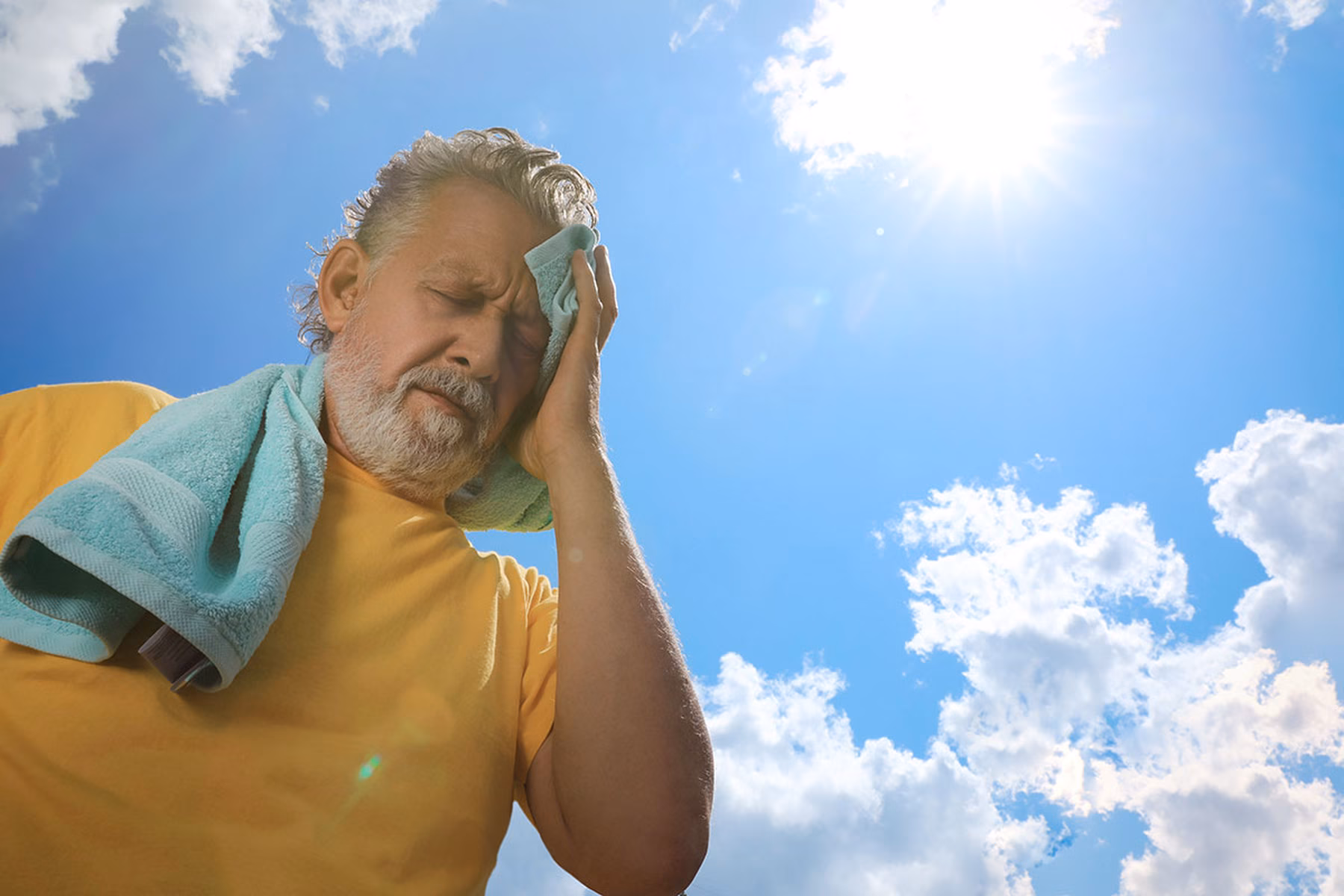 A man suffering from heat wave