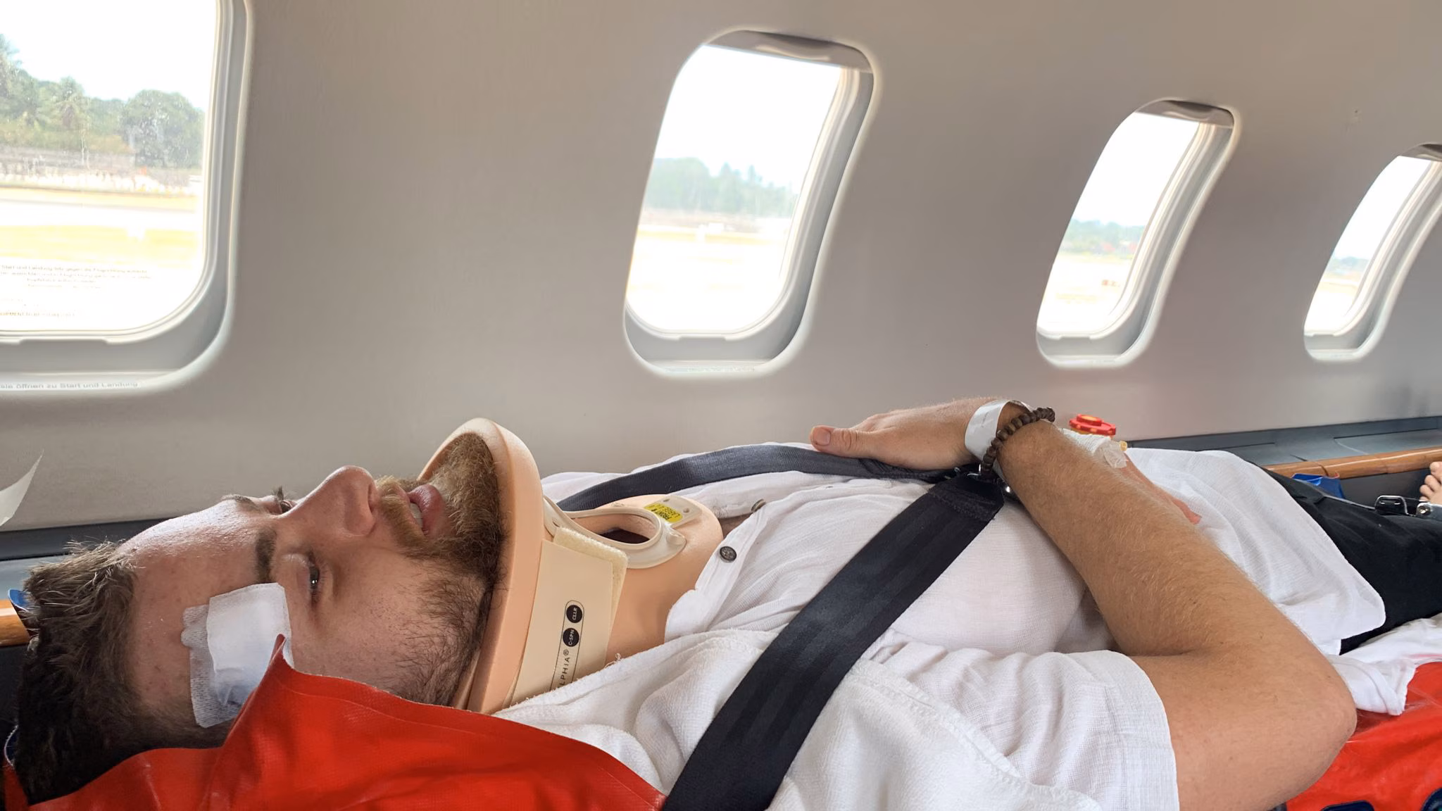 Transferring patient through air ambulance