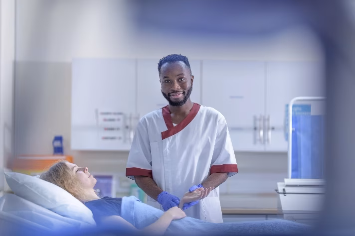 Healthcare worker with patient