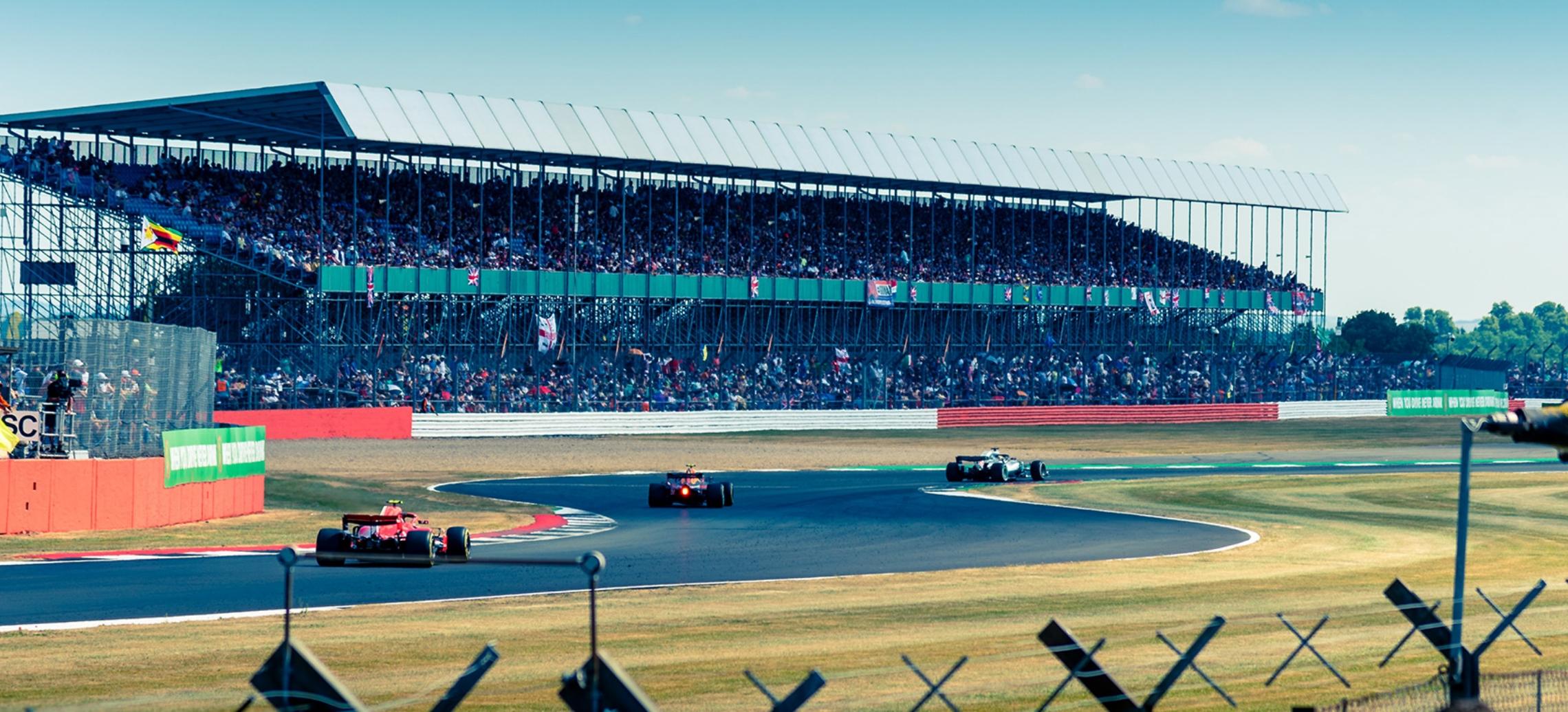 Cars racing at Silverstone Race Circuit