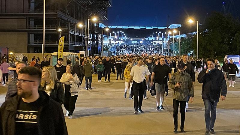 Crowds of Football fans at an event.