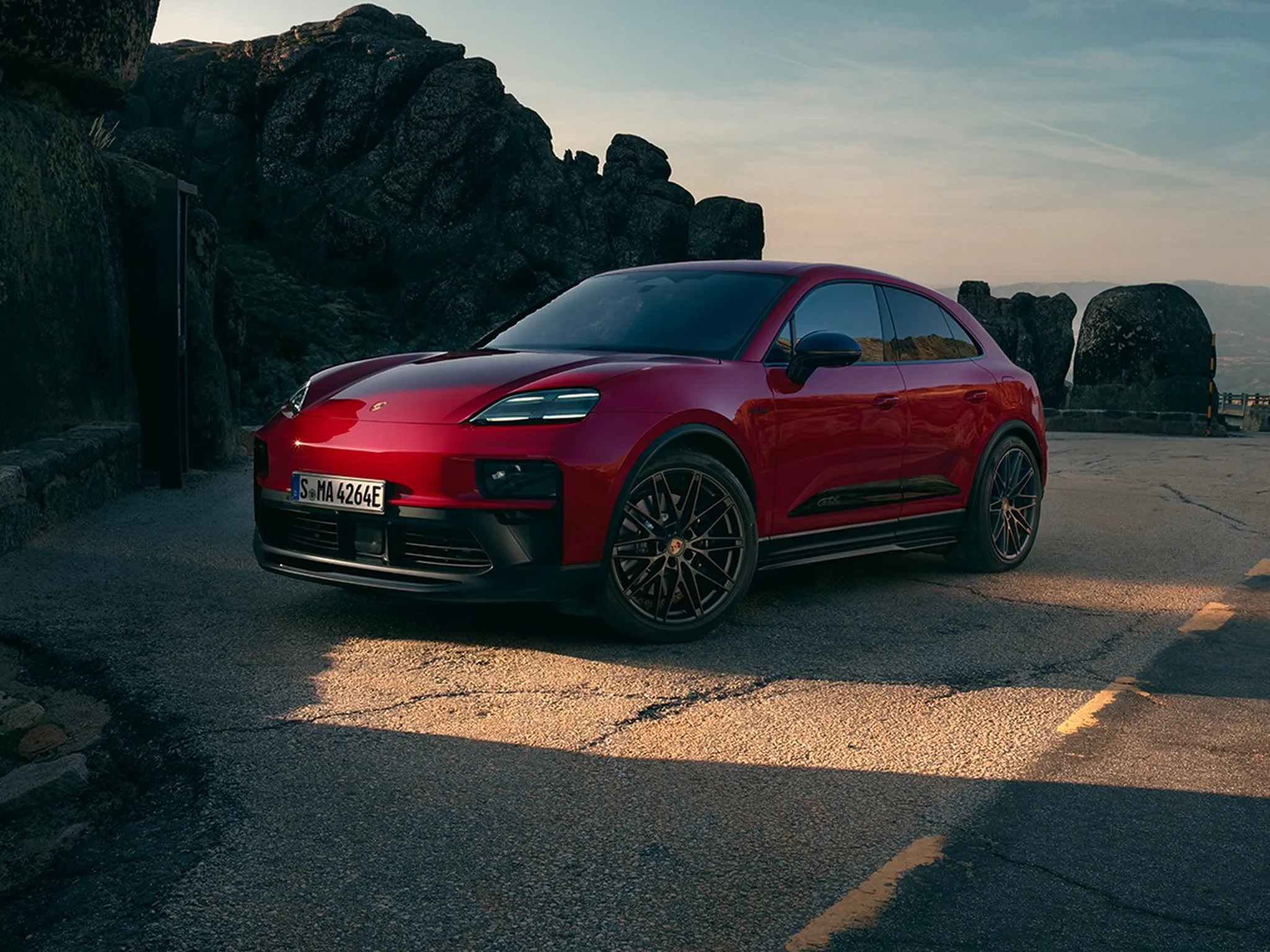 static red Porsche Macan