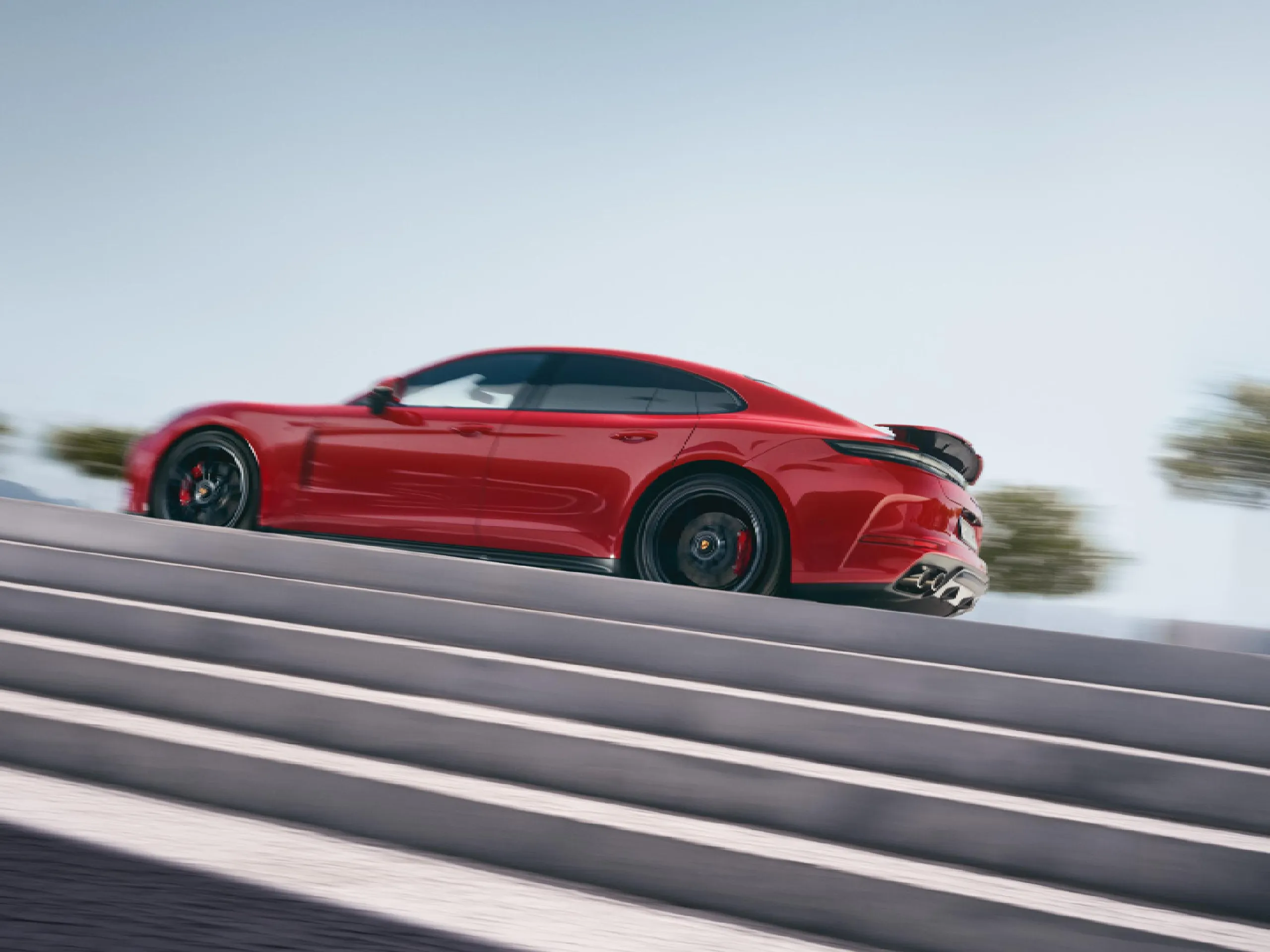Side shot of a Carmine Red Panamera GTS.