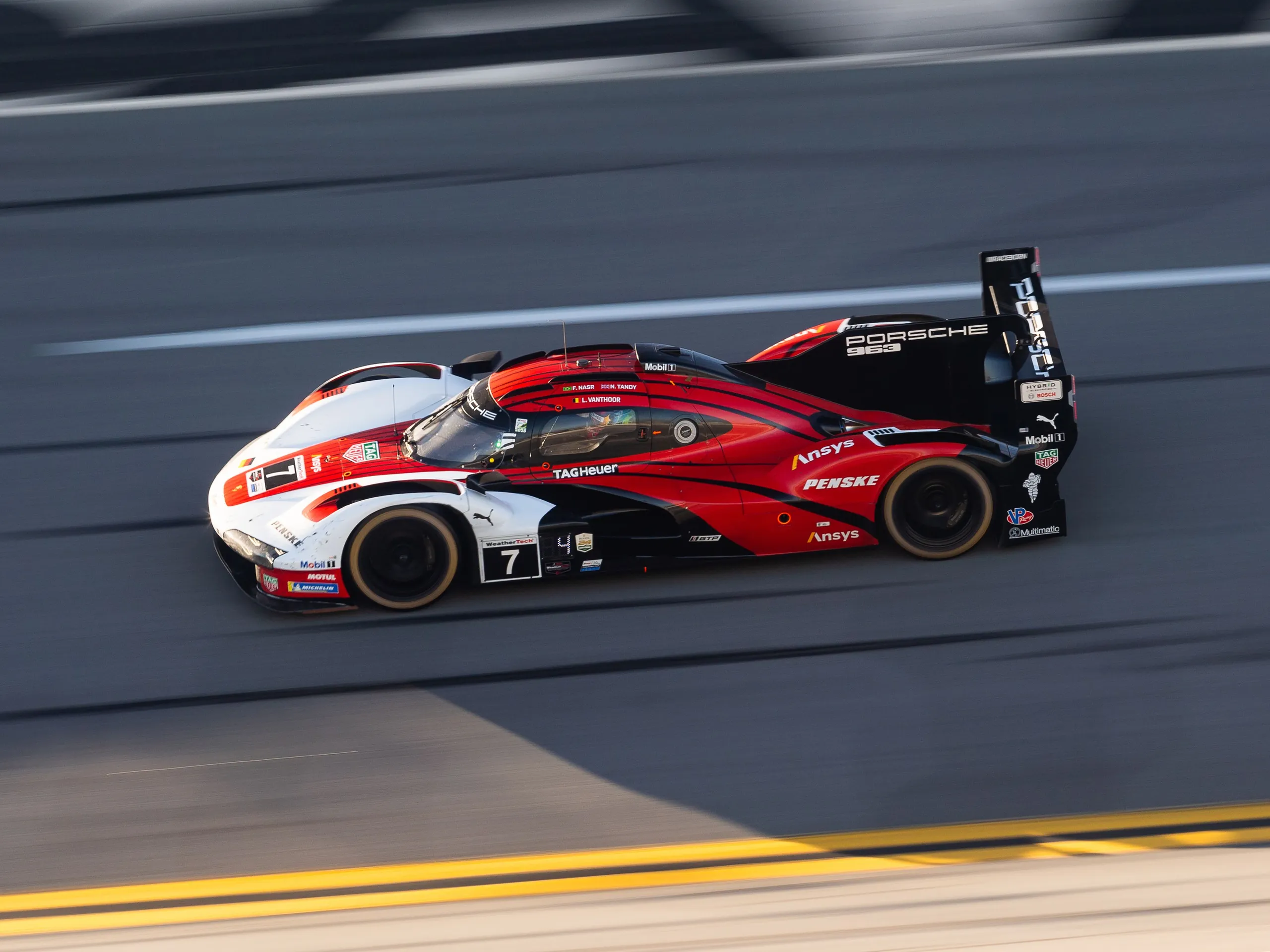 The Porsche Penske Motorsport 963 completing the Rolex 24 Hours of Daytona.