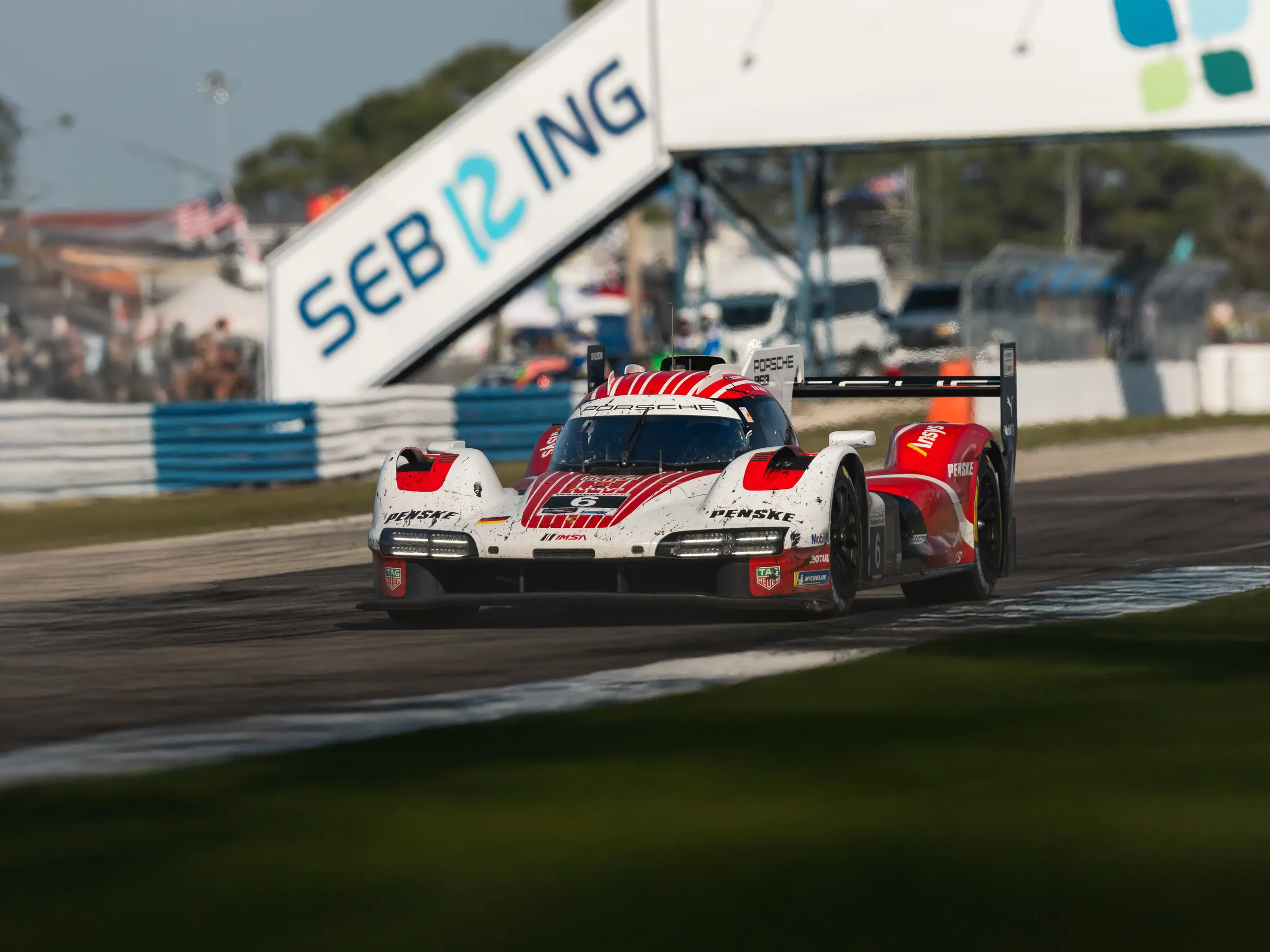 Porsche 963 #6 on the Sebring International Raceway