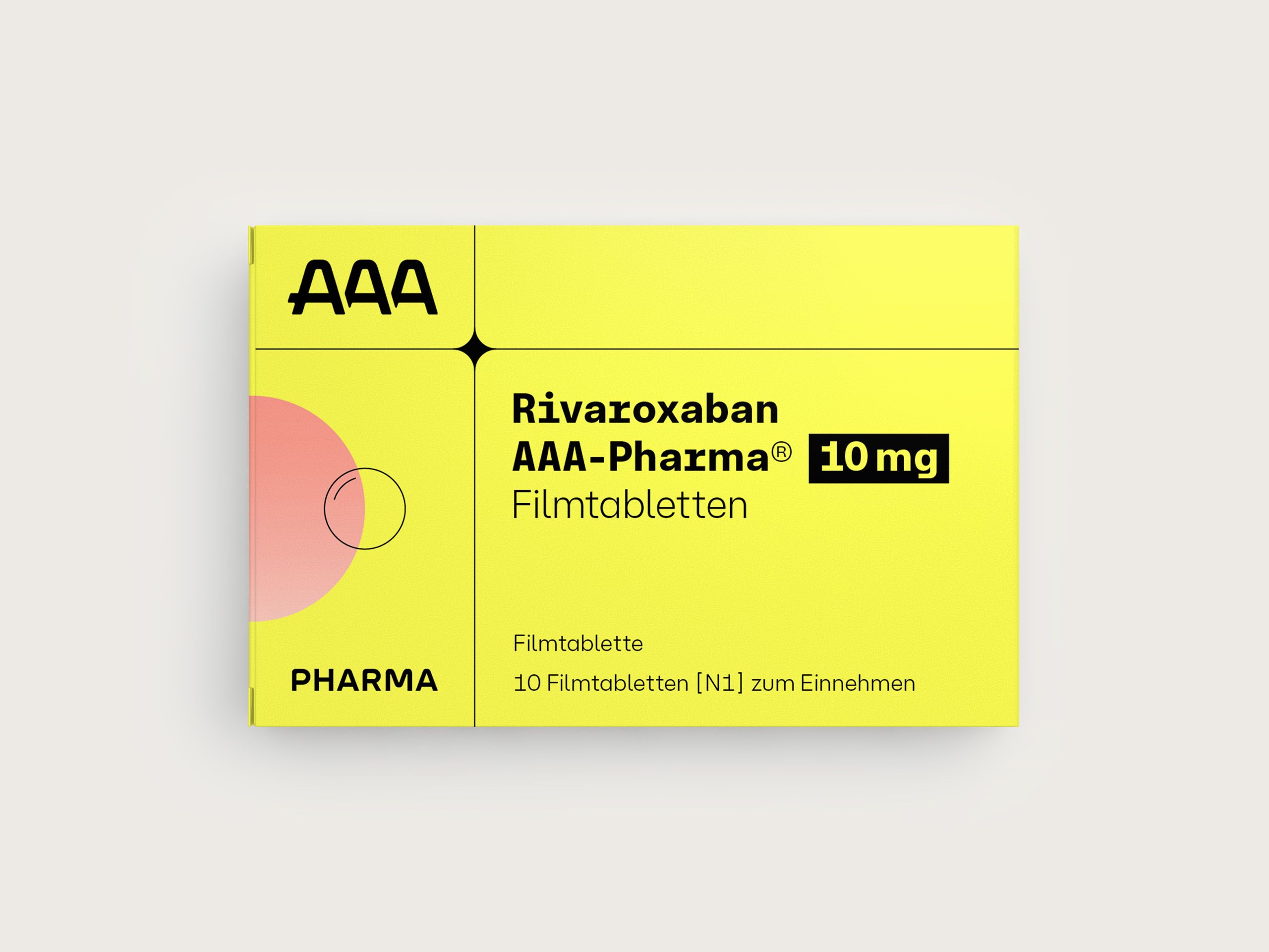 Packung von Rivaroxaban AAA-PHarma 10 mg Filmtabletten