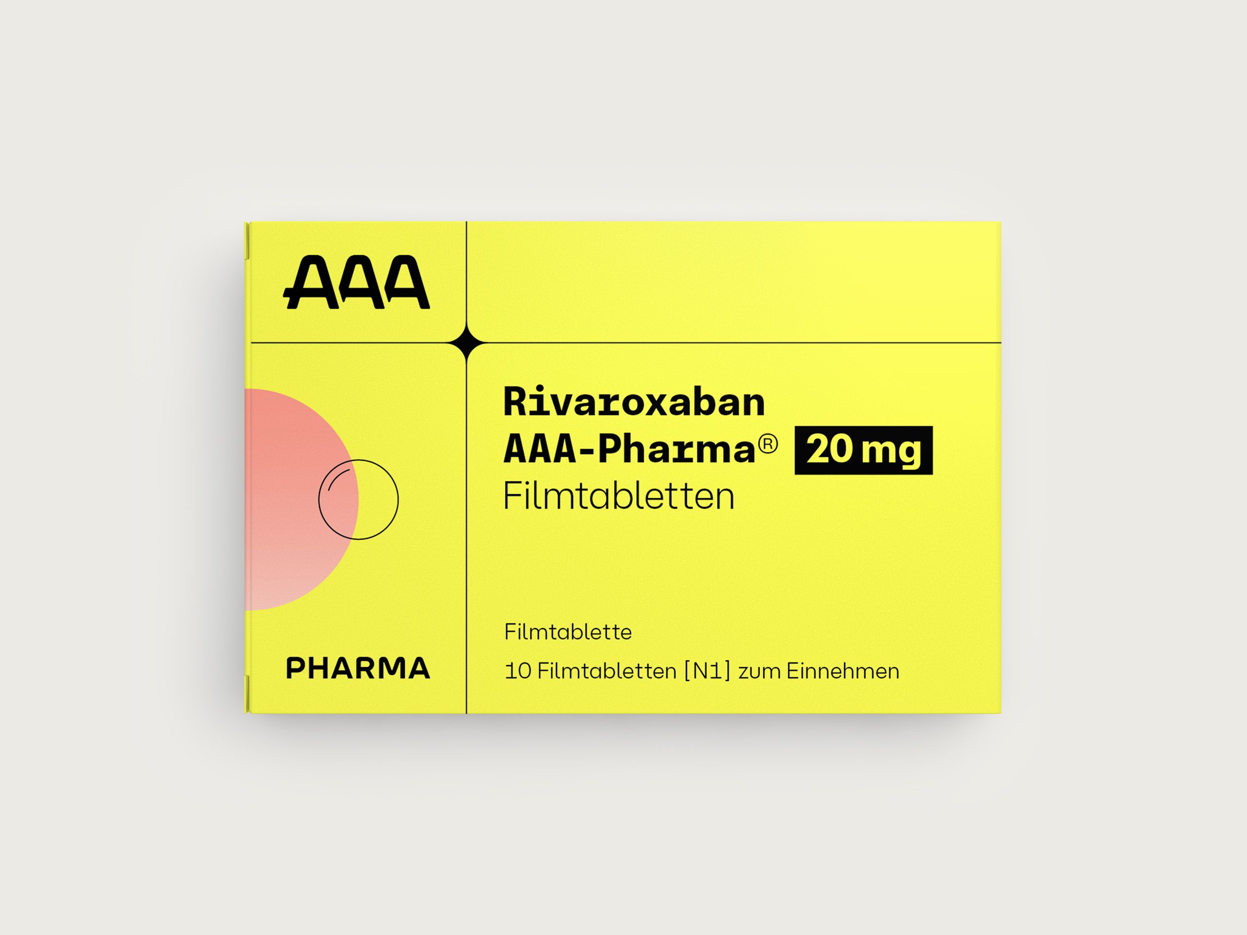 Packung von Rivaroxaban AAA-PHarma 20 mg Filmtabletten