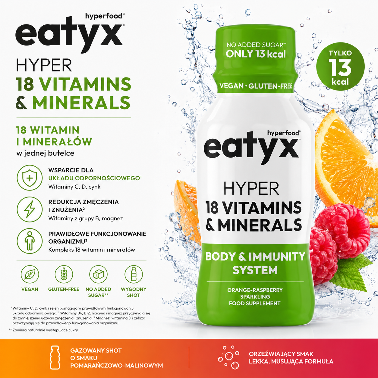 eatyx Hyper 18 Vitamins & Minerals – suplement witaminowo-mineralny o smaku pomarańczowo-malinowym