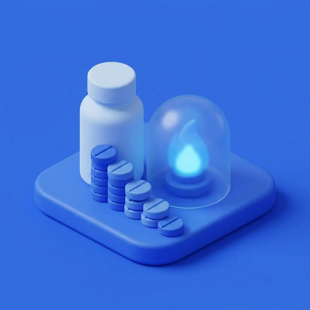 Tablet bottle with tapering dose calming an inflammation flare