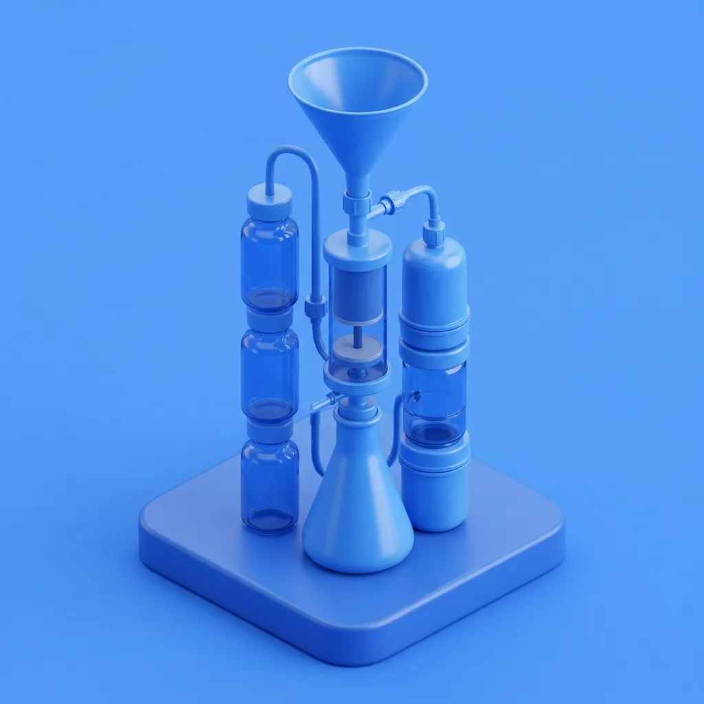 Illustration of BBL fat processing filtration vials and purification funnel at Menscape Clinic Bangkok
