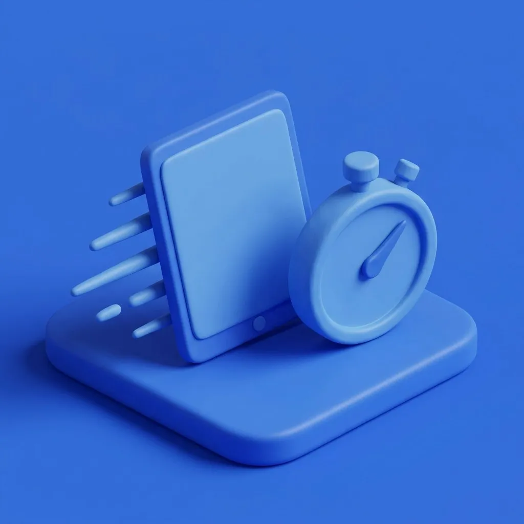 Fast-acting tablet with motion streaks beside a stopwatch