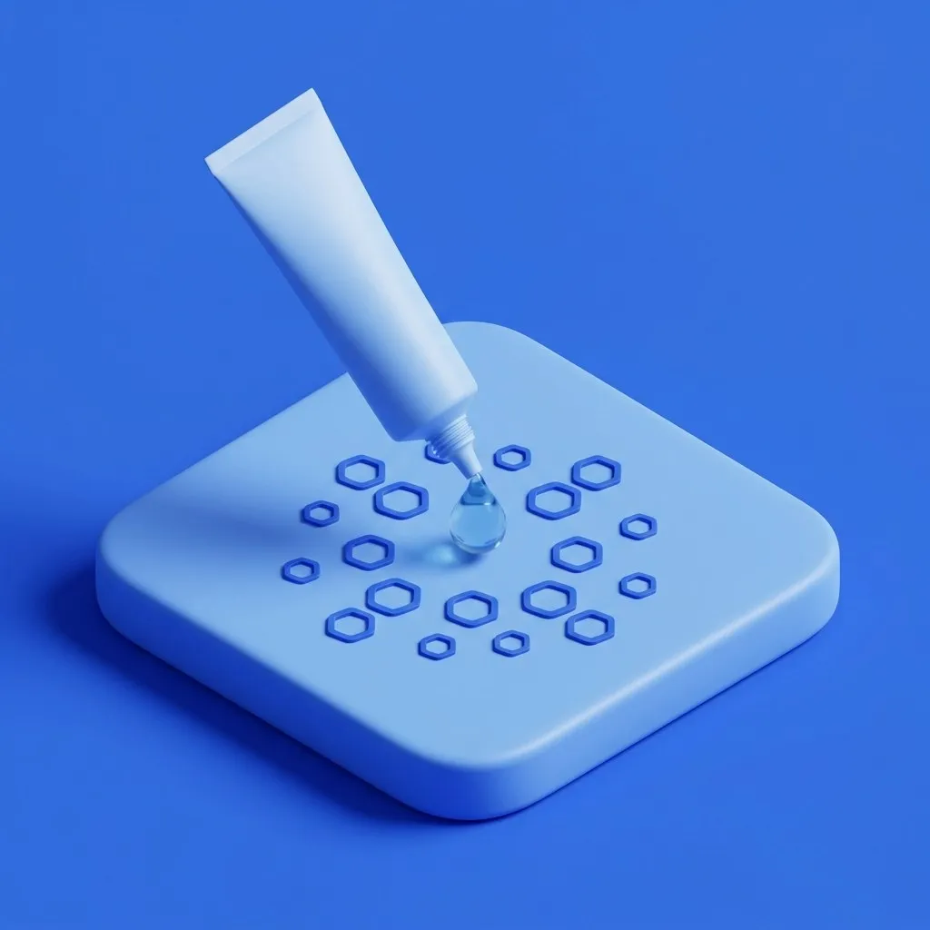 Gel tube with a clear drop beside pore symbols