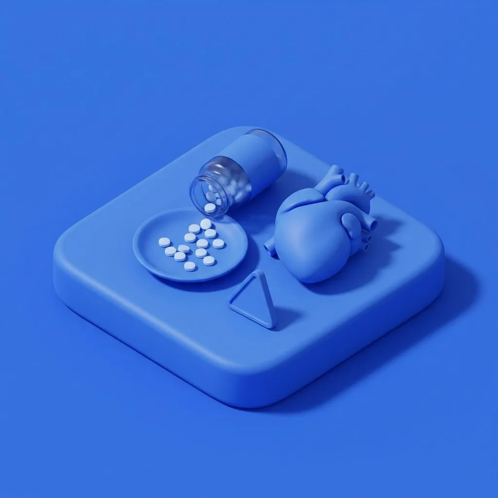 Sublingual tablets beside stylized heart and caution symbol