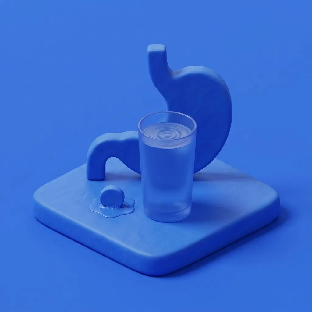 Anti-nausea tablet beside a settled glass of water
