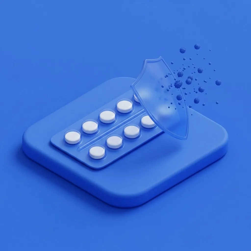 Antihistamine tablet blister pack shielding against pollen grains