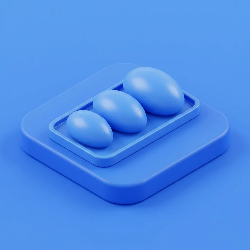 Illustration of testicular prosthesis size options at Menscape men's clinic Bangkok