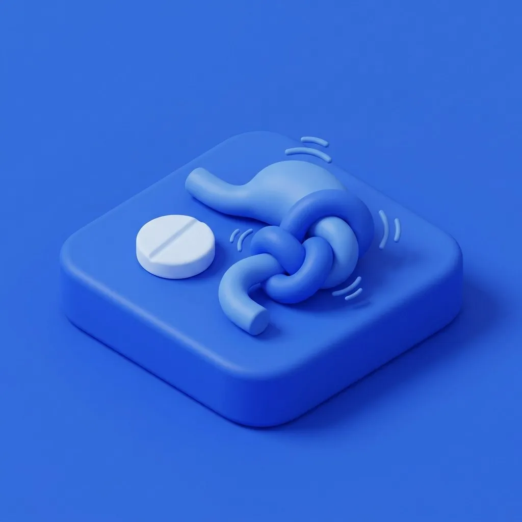 Antispasmodic tablet easing a knotted stomach shape