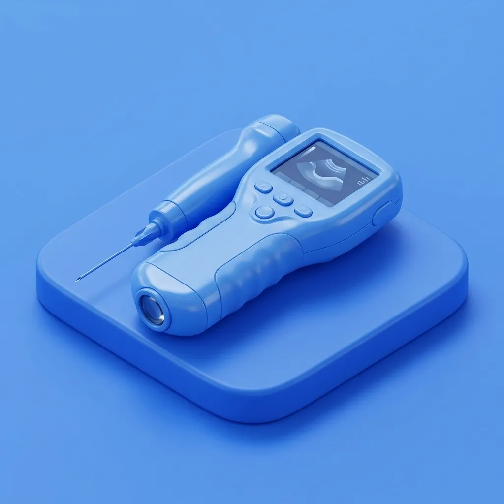Illustration of an ultrasound-guided BBL transfer probe and cannula at Menscape Clinic Bangkok