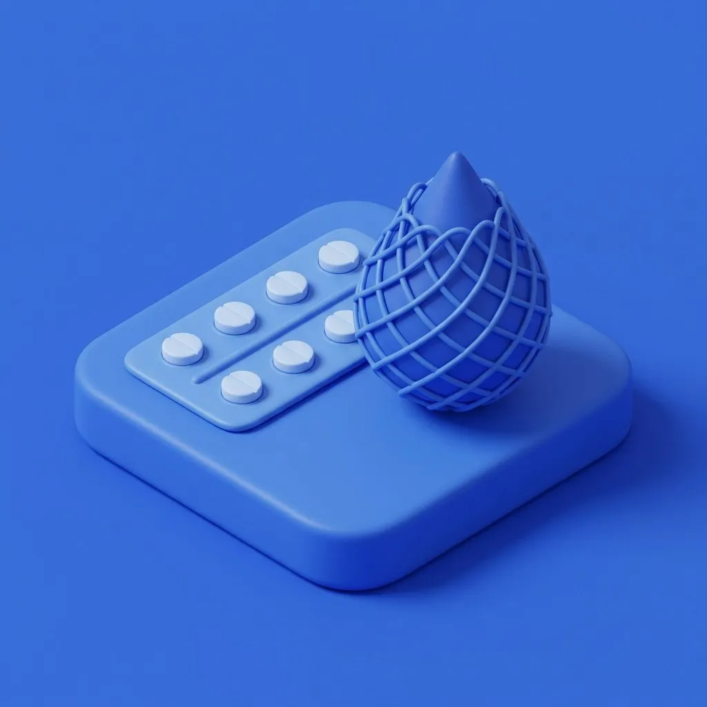 Tablets beside a droplet sealed by a mesh lattice