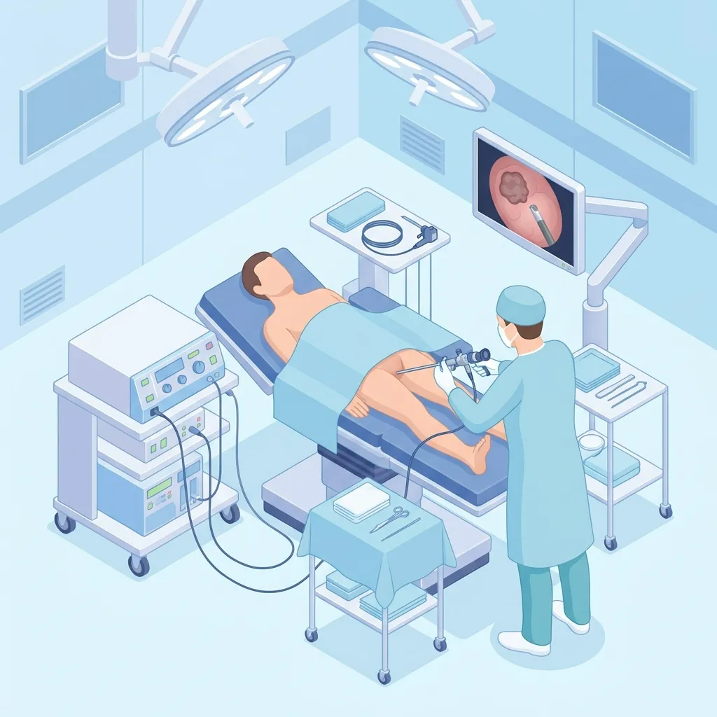 TURBT Bladder Tumor Resection surgery setup illustration