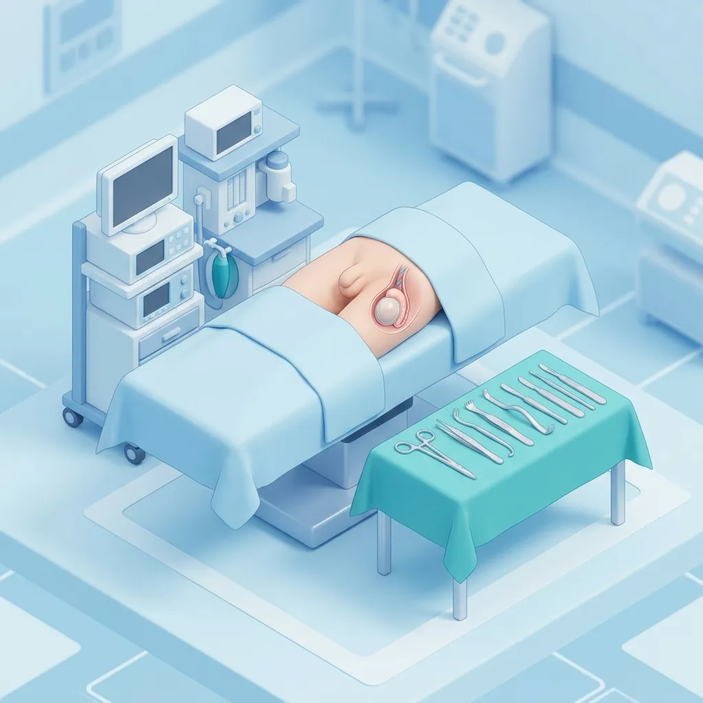 Spermatocelectomy surgery setup illustration