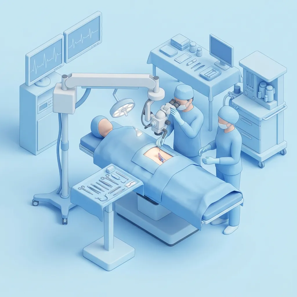 Microsurgical Varicocelectomy surgery setup illustration