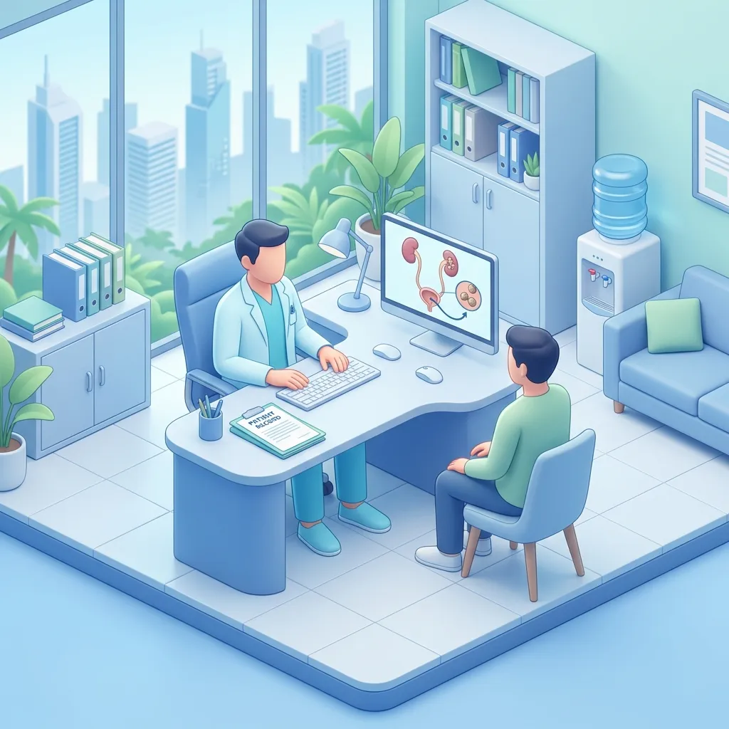URS and RIRS surgery setup illustration