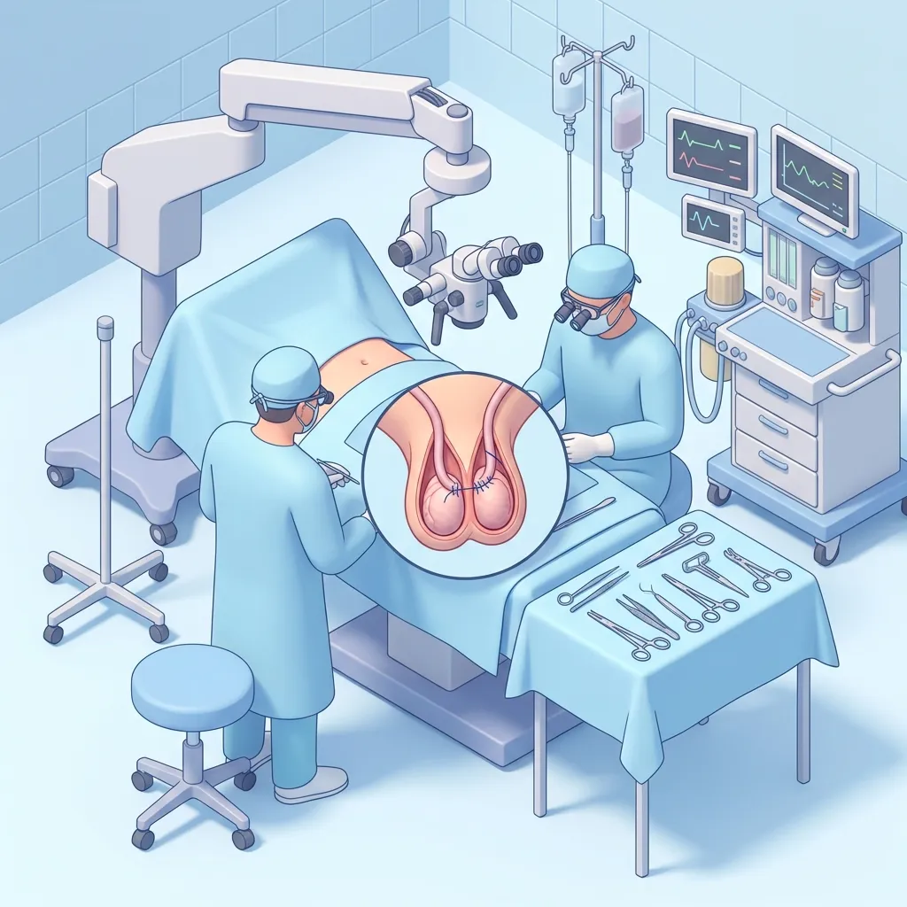 Microsurgical Vasectomy Reversal surgery setup illustration