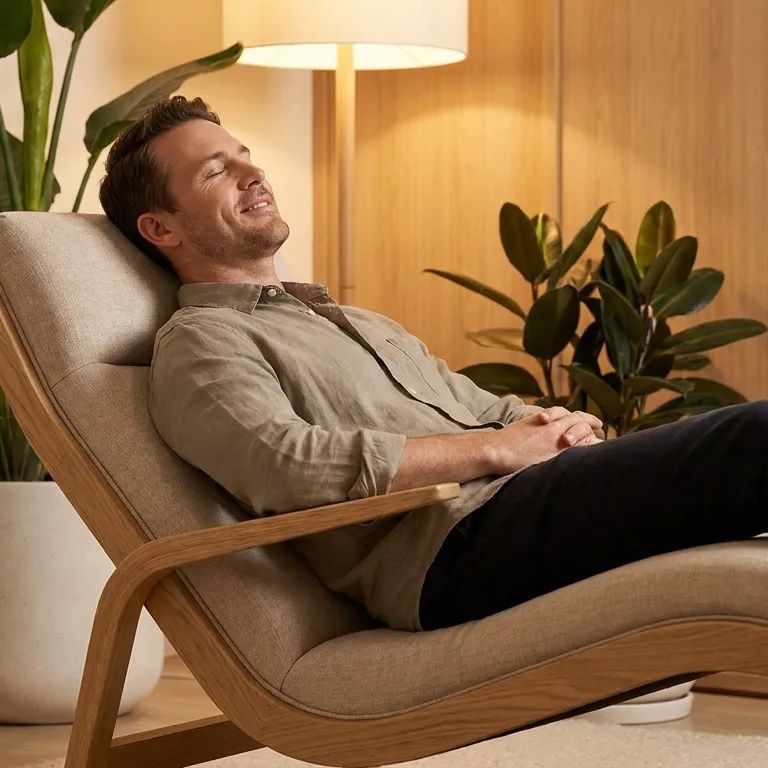 Man relaxing in wellness lounge after a drip session