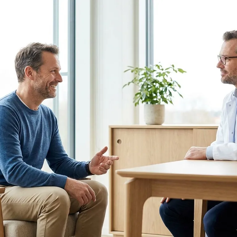 Man in consultation with male urologist