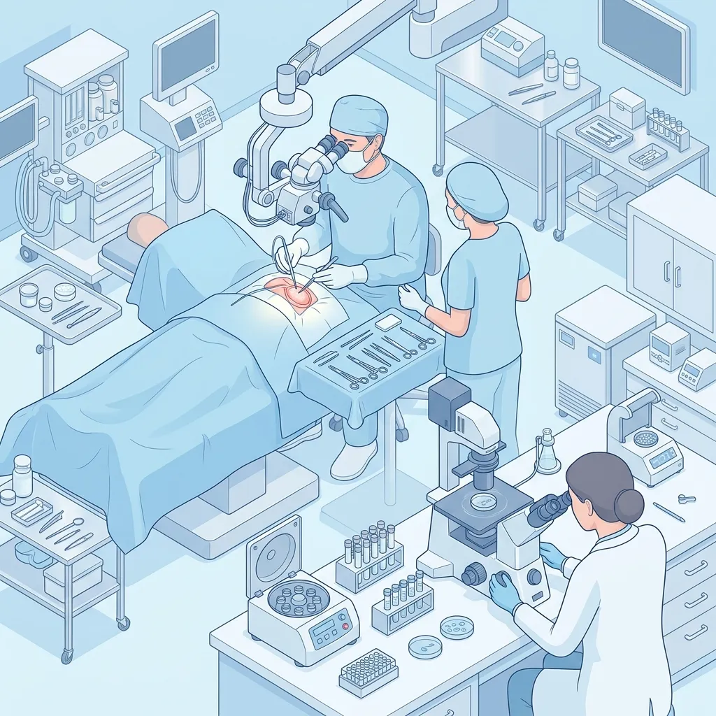 MicroTESE and Sperm Retrieval surgery setup illustration