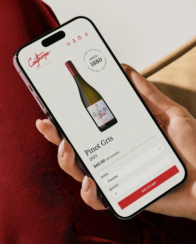 caythorpe wine website mobile design