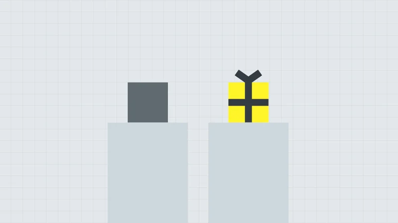 Plain box beside a premium yellow gift-wrapped box on pedestals