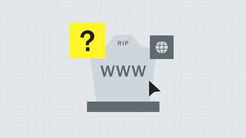 Gravestone reading 'RIP WWW' with a question mark, questioning the website era
