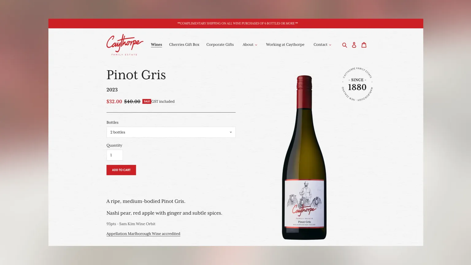 caythorpe website product description page design