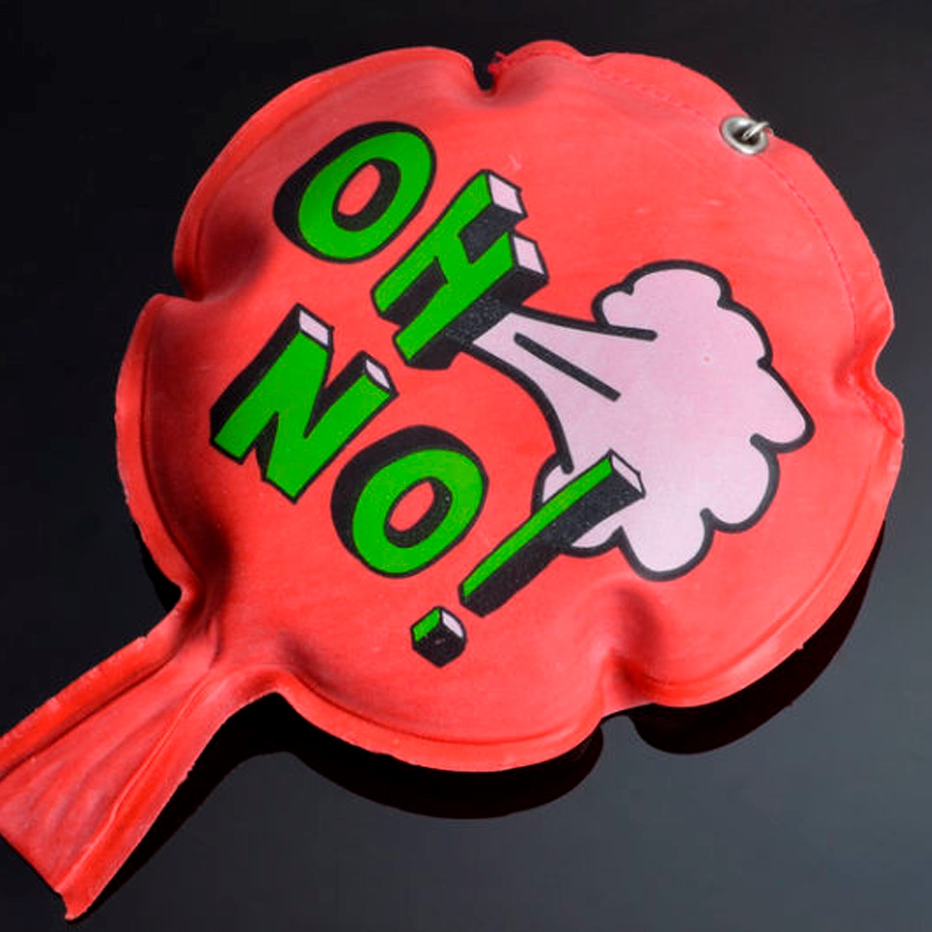 Red whoopee cushion with "OH NO!" text and a white puff graphic on a black background.