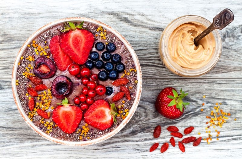 smoothie bowl with fresh fruit 