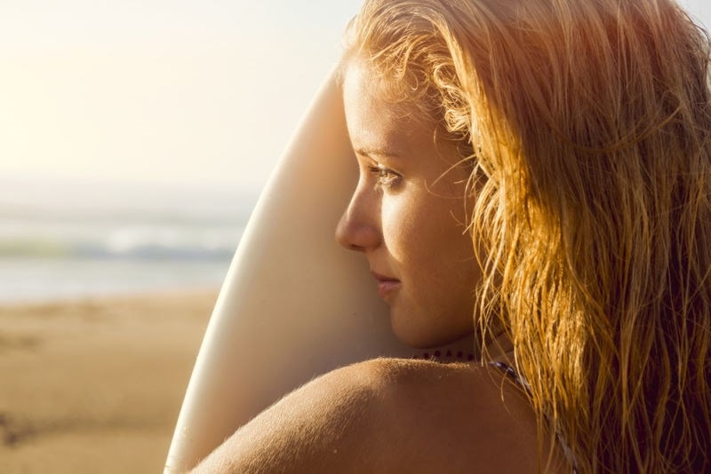 woman glowing in sunset