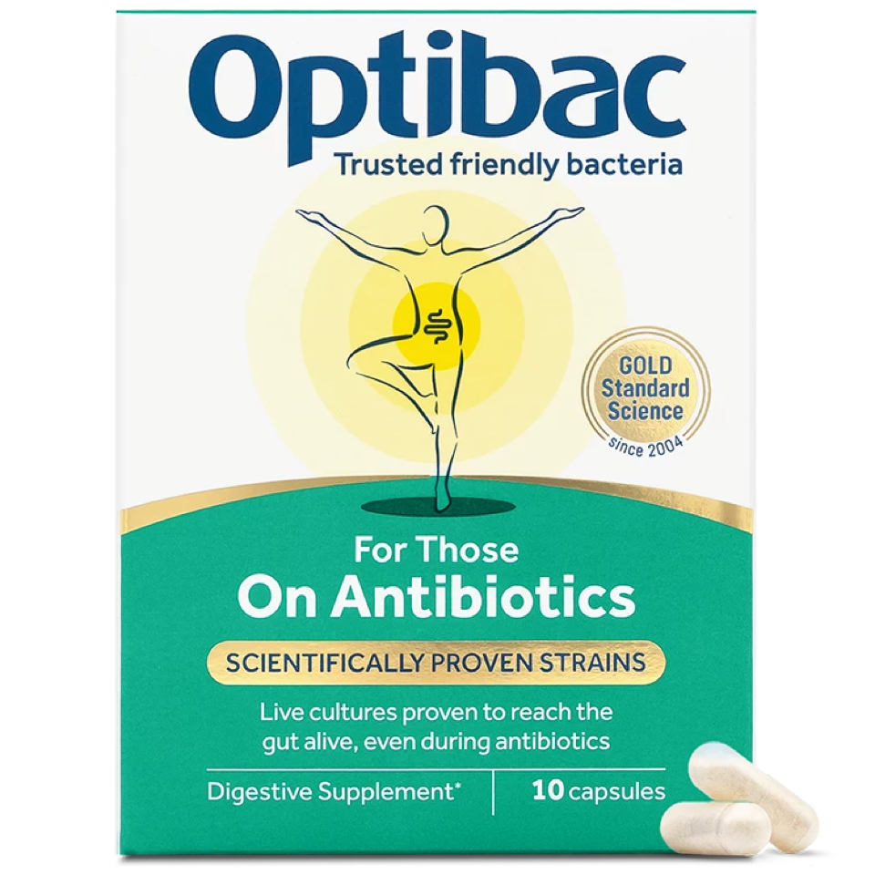 Optibac For Those On Antibiotics box , plus two capsules.