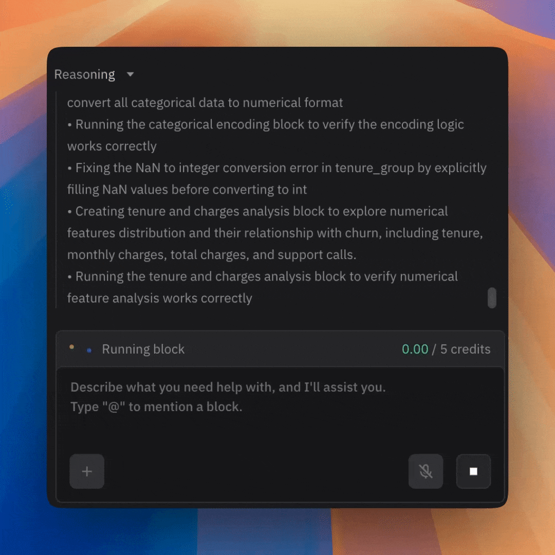 Zerve interface showing agent reasoning why it is doing an action