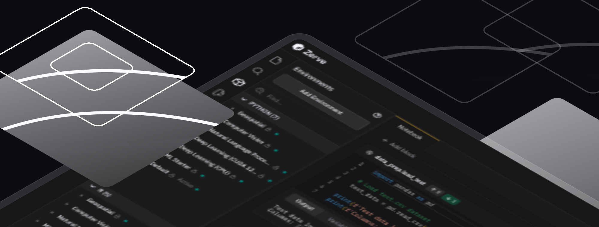 Illustration showing a chart-style layout with rectangular blocks and highlighted segments representing patterns in how people use AI for writing, analysis, and coding inside Zerve.