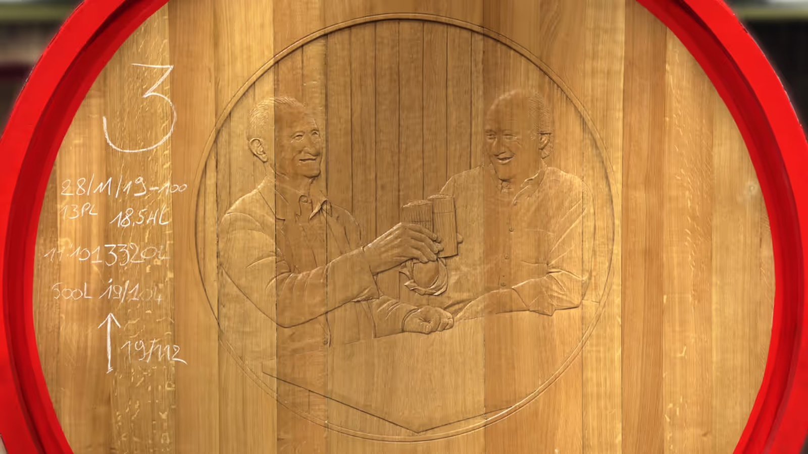 A close-up of the "Gouden Hamer" trophy awarded to 3 Fonteinen by De Objectieve Bierproevers in 1993, resting on a wooden surface.
