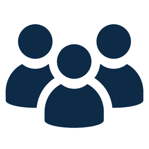 Icon depicting three human silhouettes side by side.