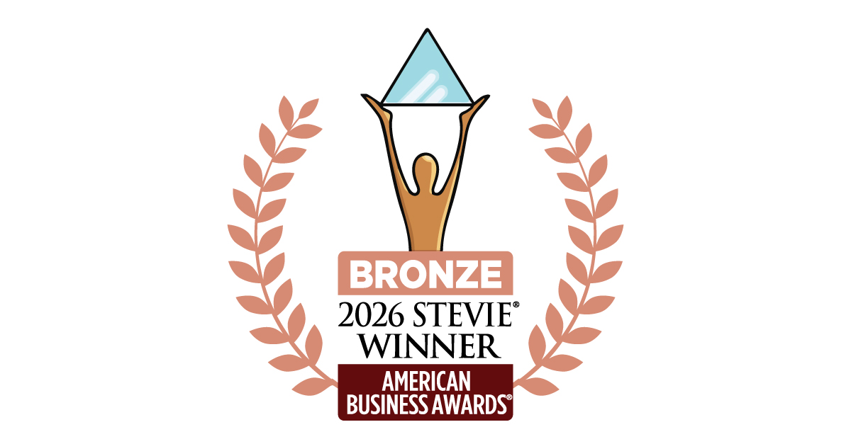 Bronze award emblem of 2026 Stevie Winner, American Business Awards, featuring a trophy and laurel branches.