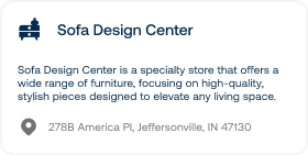 A card showing information about a specific, example store. 