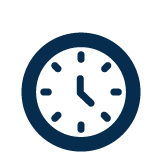 Icon of a clock face showing 5 o'clock, representing timely payments.